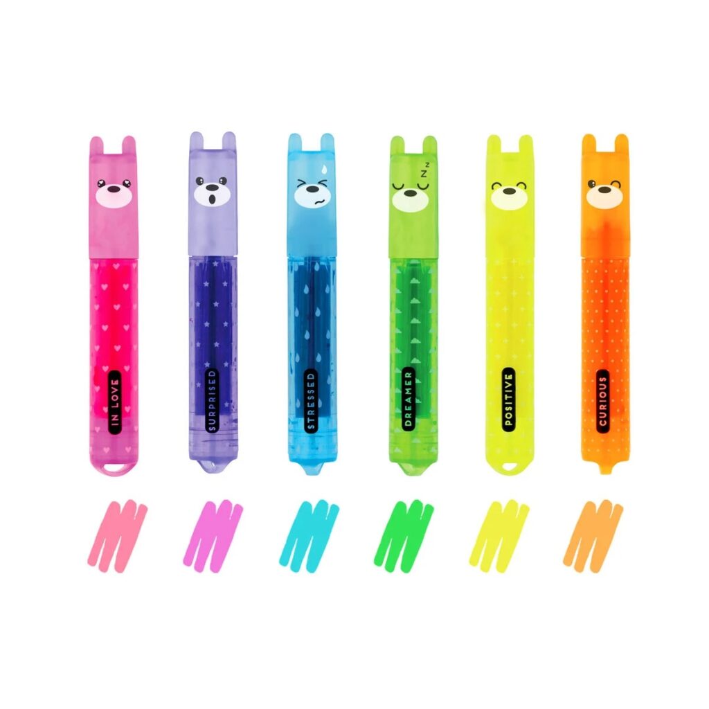Legami Teddy’s Mood 6 Mini Highlighters 8059174834371 2